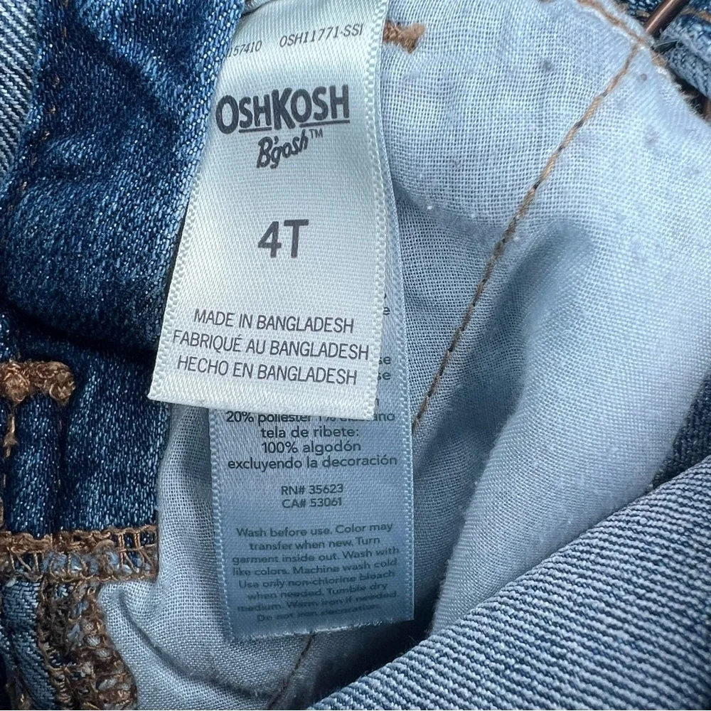 Oshkosh B'gosh Girls Denim Floral Trim Shortalls Overalls Girls Size 4T